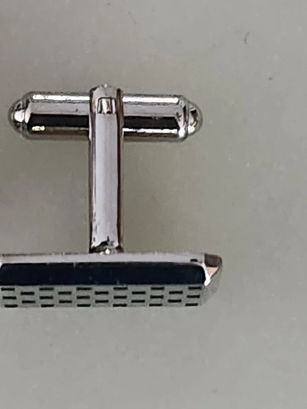Vtg Hickok Silver Tone Rectangular Check Pattern Cufflinks